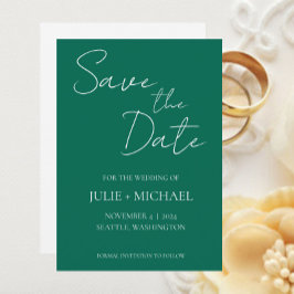 Reserve A Data Casamento de Estilo Simples Esmeralda Verde