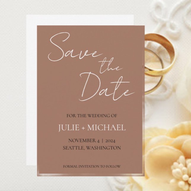 Reserve A Data Casamento de Estilo Simples Mocha (In Situ Wedding)