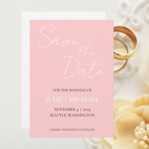 Reserve A Data Casamento de Estilo Simples Rosa Corado