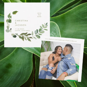 Reserve A Data Casamento de Eucalipto Foto Salvar a Data Texto Do
