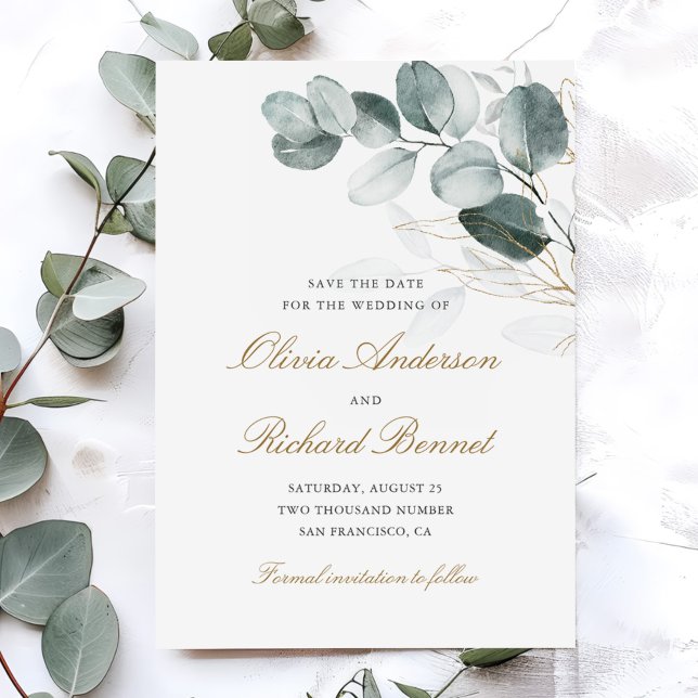 Reserve A Data Casamento de Eucalyptus, Dourado botânico (Criador carregado)
