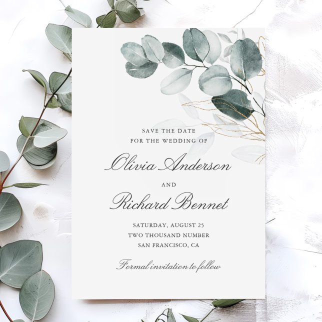 Reserve A Data Casamento de Eucalyptus, Dourado botânico (Criador carregado)