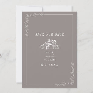 Reserve A Data Casamento de Fazendas de Cinza de Line Art Barn Am