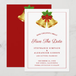 Reserve A Data Casamento de Feriado de Natal Bells Red Berries