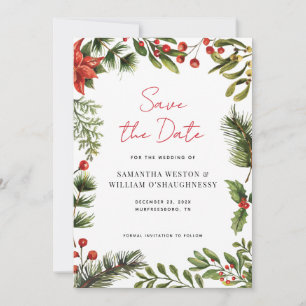 Reserve A Data Casamento de Férias com Aguarela Verde