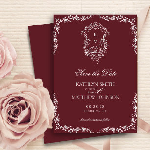 Reserve A Data Casamento de Festa de Vintage Floral Monograma Ver