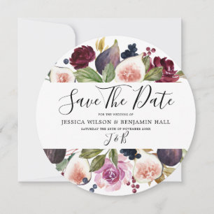 Reserve A Data Casamento de Fig Florais de Borgonha em Aquarela