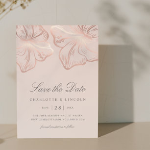 Reserve A Data Casamento de Flor de Hibiscus Dourada Elegante