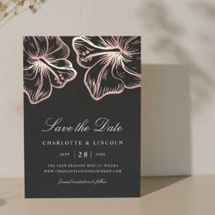 Reserve A Data Casamento de Flor de Hibiscus Dourada Elegante