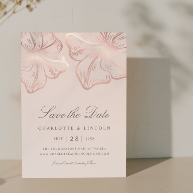 Reserve A Data Casamento de Flor de Hibiscus Dourada Elegante (Criador carregado)