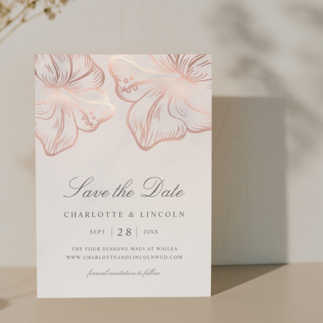 Reserve A Data Casamento de Flor de Hibiscus Dourada Elegante (Criador carregado)
