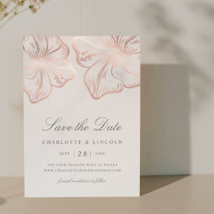 Reserve A Data Casamento de Flor de Hibiscus Dourado Elegante