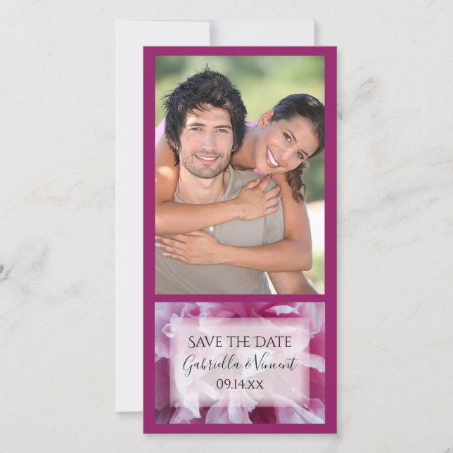 Reserve A Data Casamento de Flor de Pequim Rosa Salve a Data (Frente)