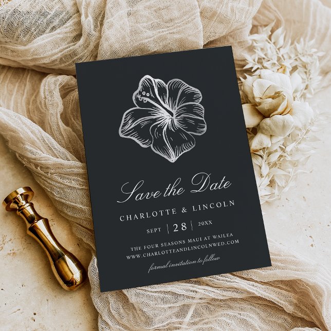 Reserve A Data Casamento de Flor Hibiscus Silver Elegante (Criador carregado)