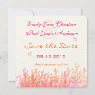 Reserve A Data Casamento de Flor Selvagem Cor-de-Rosa e Coral Sal