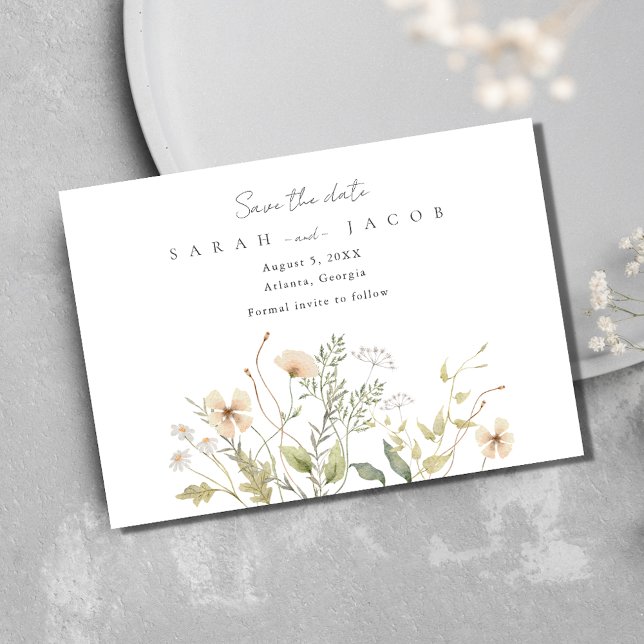 Reserve A Data Casamento De Flor Selvagem Elegante Salvar A Data (Wildflower Wedding Elegant Save The Date)