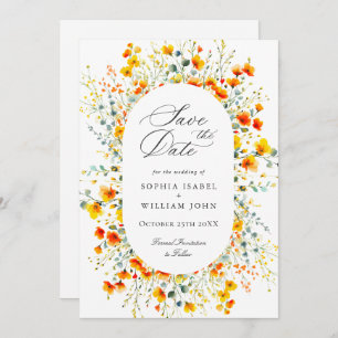 Reserve A Data Casamento de flor selvagem Elegante Watercolor