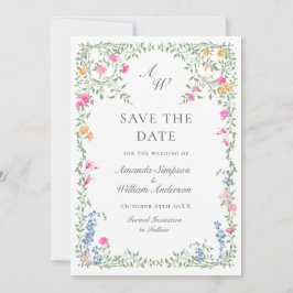 Reserve A Data Casamento de flor selvagem Elegante Watercolor