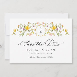 Reserve A Data Casamento de flor selvagem Elegante Watercolor