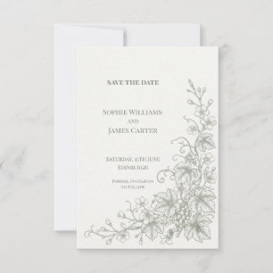 Reserve A Data Casamento de Flor Silvestre Botânica Cinza