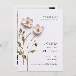 Reserve A Data Casamento de Flores Boho Pastel Impressas com Eleg