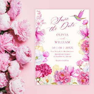 Reserve A Data Casamento de flores cor-de-rosa