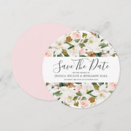 Reserve A Data Casamento de Flores de Aquarela Brancas e Bege Lin