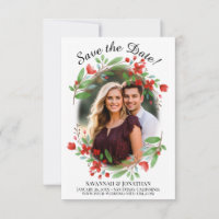 Casamento de Flores de Aquarela Vermelha e Verdura