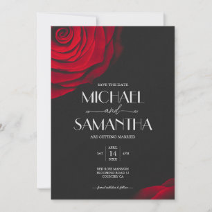 Reserve A Data Casamento de flores de pétalas com rosa vermelha d