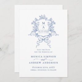 Reserve A Data Casamento de Flores do Jardim Francês Azul Elegant