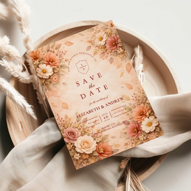 Reserve A Data Casamento de Flores Elegantes de Outono (Criador carregado)