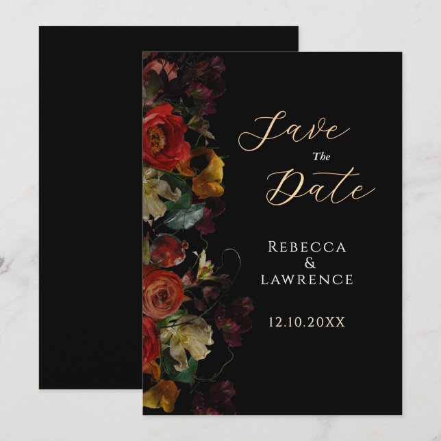 Reserve A Data Casamento de flores lésbicas e escuras (Frente/Verso)