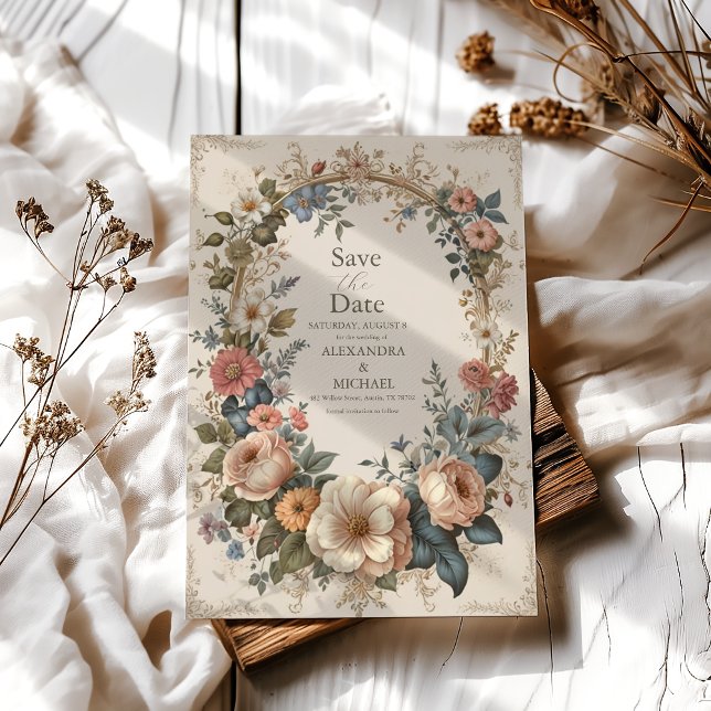 Reserve A Data Casamento de Flores Silvestres Botanical Bliss Art (Criador carregado)
