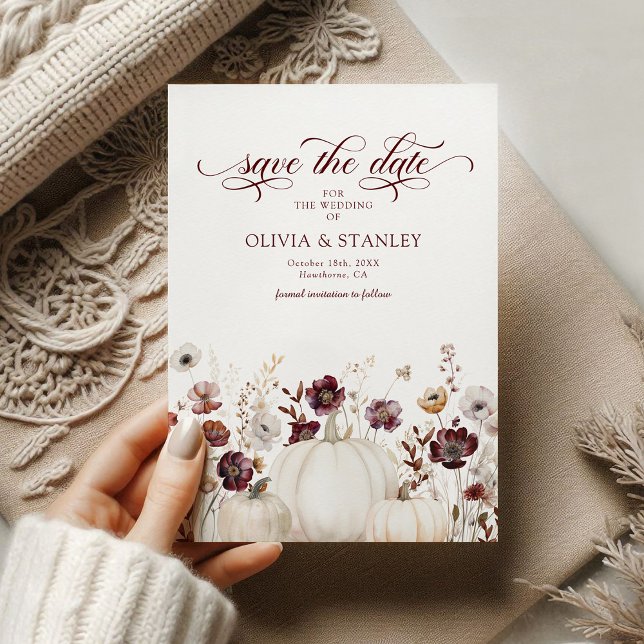 Reserve A Data Casamento de Flores Silvestres de Abóbora de Outon (Criador carregado)