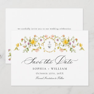 Reserve A Data Casamento de Flores Silvestres de Prado em Aquarel