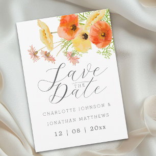 Reserve A Data Casamento de Flores Silvestres Laranja e Amarelo E