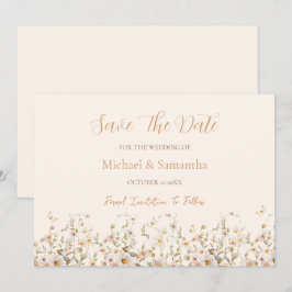 Reserve A Data Casamento de Flores Silvestres Marfim e Bege Rosad