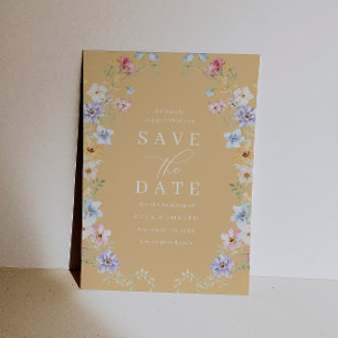 Reserve A Data Casamento de Flores Silvestres Pastel Amarelo Colo