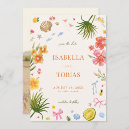 Reserve A Data Casamento de Flores Tropicais De Mão Desenhada