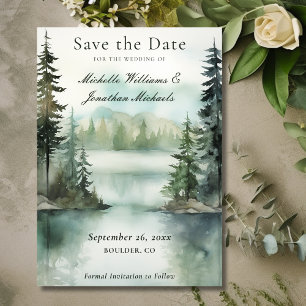 Reserve A Data Casamento de Floresta do Lago Rustic de Watercolor