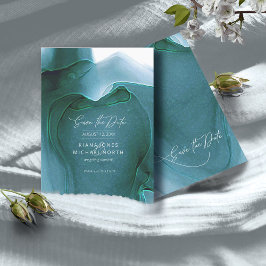 Reserve A Data Casamento de Fluxo de Tinta Salvar a Data do Teal 