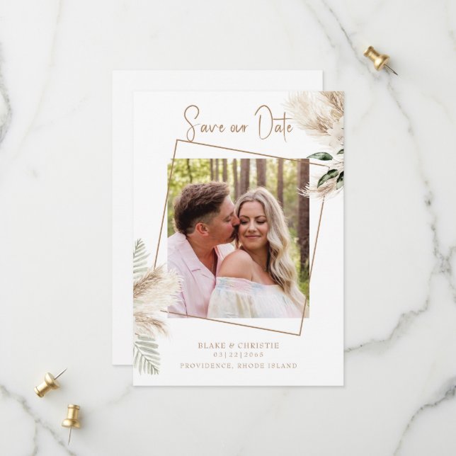 Reserve A Data Casamento de Folhagem das Pampas Boho  (Frente/Verso In Situ)