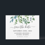 Reserve A Data Casamento de Folhagem de Folhagem de Greenerescênc<br><div class="desc">Herbos Verdes - Folhagem Verde Aquarela Molereca Primavera Elegante e Moderna Salvem a Data em Branco - inclui uma bela e elegante tipografia com folhas botânicas modernas e verde para a celebração especial do Dia do Casamento.</div>