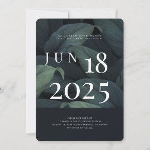 Reserve A Data Casamento de Folhagem Moderno + Minimalista