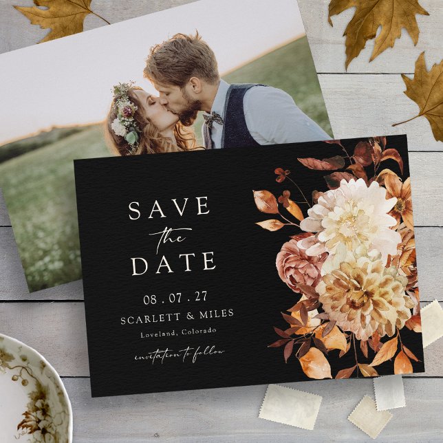 Reserve A Data Casamento de Folhas de Foto (Photo Fall Leaves Wedding Save The Date
)