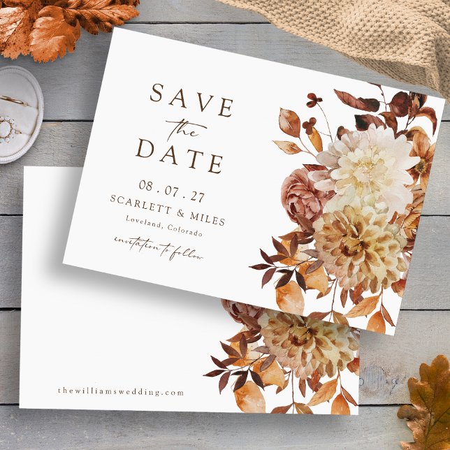 Reserve A Data Casamento de Folhas de Outono (Elegant Fall Leaves Wedding Save The Date Invitation by Painted Paperie
)
