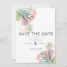 Reserve A Data Casamento de Folhas Tropicais abstrato