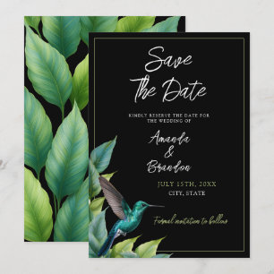 Reserve A Data Casamento de Folhas Tropicais Emerald Hummingbird