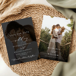 Reserve A Data Casamento de Foto 2-Foto Elegante Moderna Caligraf