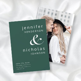 Reserve A Data Casamento de Foto Ampersand Verde Esmeralda Modern